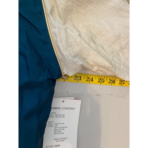 Vintage Active Frontier Tracksuit Chains Buckles Print Nylon Teal Beige Large - Picture 15 of 16